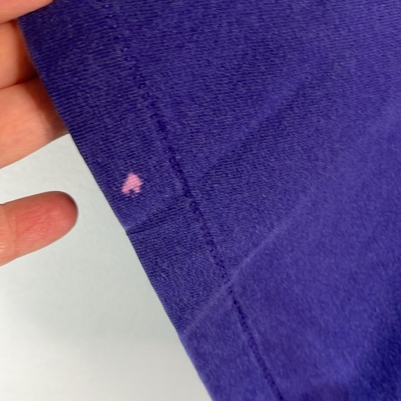 VINTAGE 90s Men’s Single Stitch Snow Leopard Graphic T-Shirt Indigo Blue Crew L - Picture 9 of 11